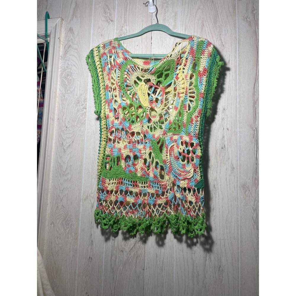 Handmade Crocheted Blouse/ Sweater Funky 70s Hippie